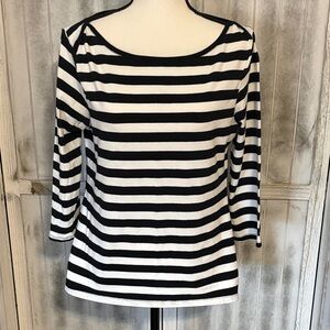 Cable & Gauge Black and White Striped Top